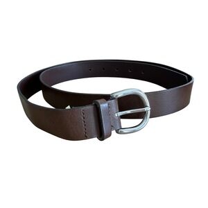 Gap Brown Cow Leather Belt Womens XL Silver Buckle Made in USA Classic Casual